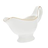 BAZEITFLOW Keramik Saucier mit Goldrand Kleines Sauce Pitcher für Milch und Gravy Stilvolle...