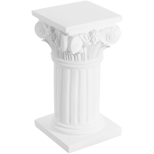 PRETYZOOM Roman Column Sculpture - White Resin Decorative Pillar for