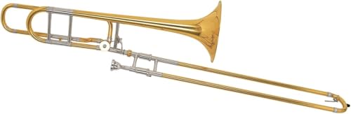 KAYATA Bb/F Trombone, Yellow Brass Bell, Cupronickel Tuning Slide & Hand Slide, Gold Lacquer Finish, Includes Mouthpiece & Canvas Case – Ideal for Students & Professionals
