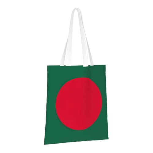 Flag Of Bangladesh Print Polyester Canvas Tote Bag, Shopping Bag With Reinforced Handles, Reusable2