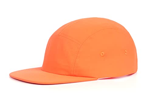 Zylioo Grande casquette de course à pied à séchage rapide, chapeau plat léger pour grandes têtes, casquette non structurée à profil bas à 5 panneaux, Bill orange plat, Taille unique Cover