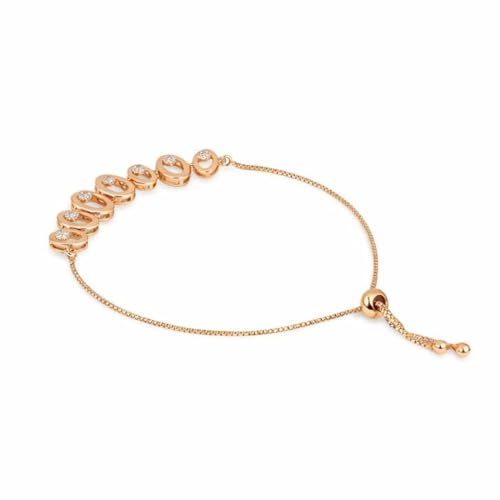 Image of Nilu's Collection Rose Gold & Silver Plated American Diamond Adjustable Bracelet For Women | Anti-Allergy | Anti-Tarnish| Office Wear