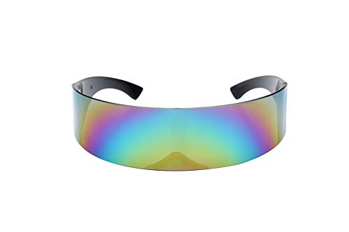 Image of PLOPLO 2 Pack Futuristic Cyclops Monoblock Shield Mirrored Sunglasses Sunglass Glasses