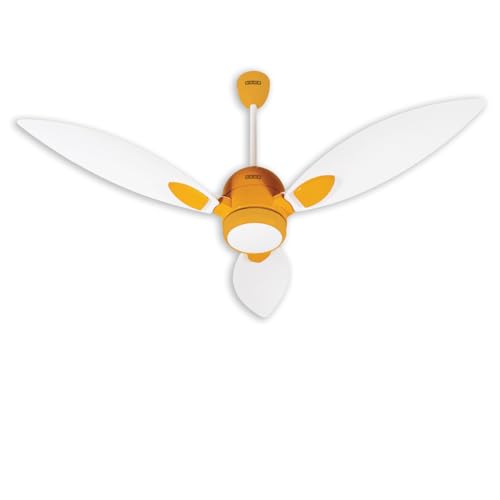 Image of USHA Bloom Sunspire Glow BLDC Ceiling Fan with 3-Mode Underlight |100% Copper Motor |RF Remote |Whisper-Quiet |Dust-Resistant |BEE 5 Star Rated |3Y Motor & 2Y PCB Warranty |White & Saffron Yellow