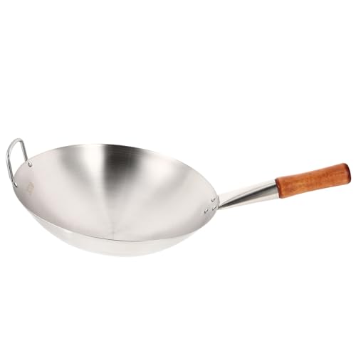 Wok de acero inoxidable Mikinona 12 pulgadas con mango