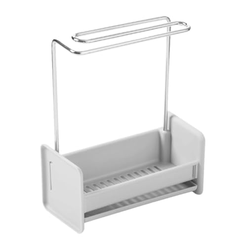 FINISPERSOO Organizador de Fregadero para Cocina Estante Colgante para Paños y Soporte de Esponja de Plástico y Acero Inoxidable, Ligero y Moderno para Mantener Orden y Limpieza