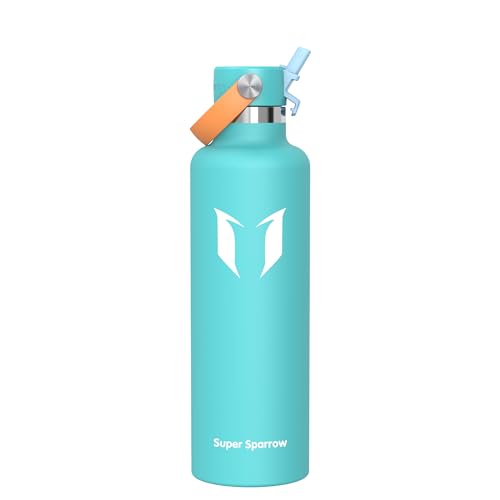 Sparrow Trinkflasche Edelstahl 1L FlipFlow Thermosflasche mit Strohhalm