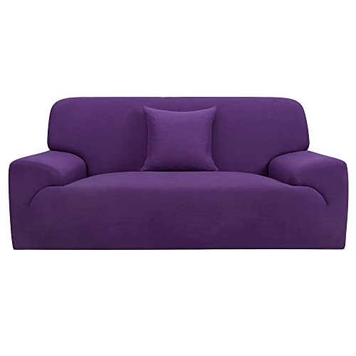 Uxcell Stretch Sofa Cover Couch Covers Solid Classic For Sofas Loveseat Armchair Universal Elastic Polyester Furniture With One Pillowcase X-Large Purple #TOP25