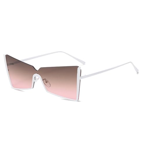 Lunettes de soleil yeux de chat monobloc en métal pour femme