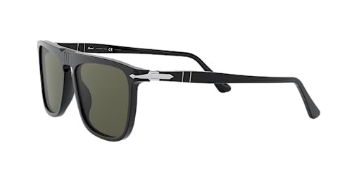 Persol Po3225S Rectangular Sunglasses, Black/Green Polarized, 56 Mm #TOP2