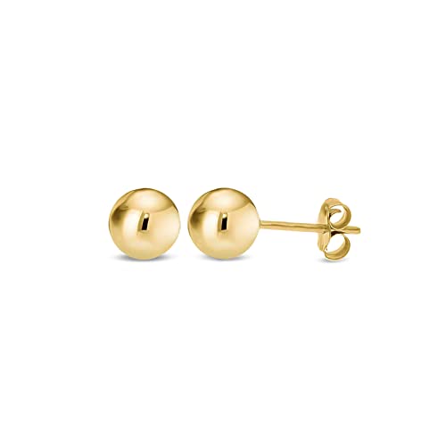 14K Gold Filled Earrings Round Ball Gold Studs Earrings For Women Gold Earrings | 7Mm #TOP7