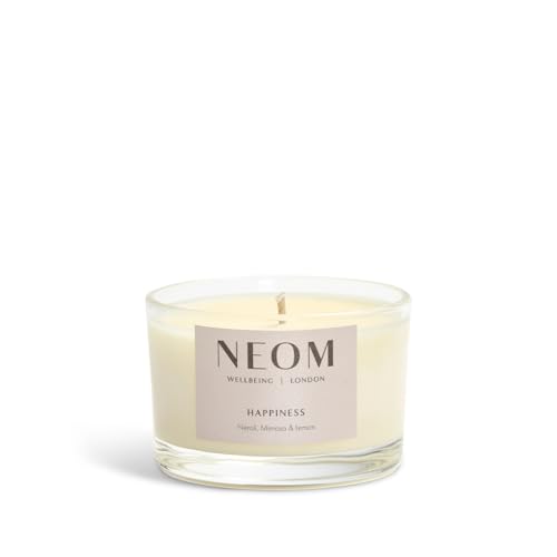 NEOM- Happiness Travel Candle, 125g | Neroli, Mimosa & Lemon | Essential Oil Candle