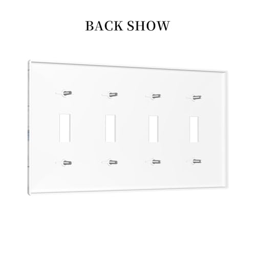 Decorative Light Switch Cover Plate Blue Flower Bottles Wood Plank 4 Gang Wall Plate Oversized Quad Toggle Switch Cover Plate Jumbo Faceplate for Bedroom Decor