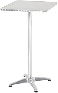 HOMCOM Height Adjustable Bistro Table Pub Bar Square Table Stainless Steel Top Aluminium Edge 60 x 60cm