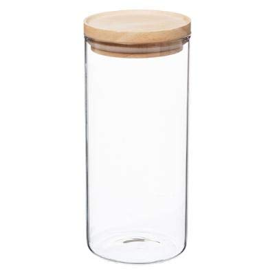 univers decor - Bocaux de conservation en verre et bois couvercle hermétique Atmosphera (Bocaux de conservation couvercle hermétique, 1.3 Litre : 9.7 x 22 cm)