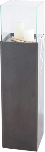 VIVANNO Windlicht-Säule 100 cm Kerzenständer in Beton-Optik Anthrazit, Deko Laterne mit Glas-Einsatz