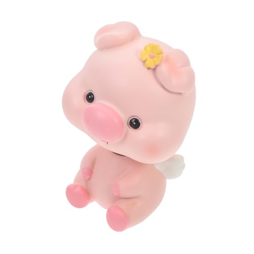 Didiseaon Figurine Tête Branlante Cochon Décoratif pour Tableau de Bord Voiture Ornement Intérieur et Polyvalent pour Maison et Bureau Cadeau de Pendaison de Crémaillère