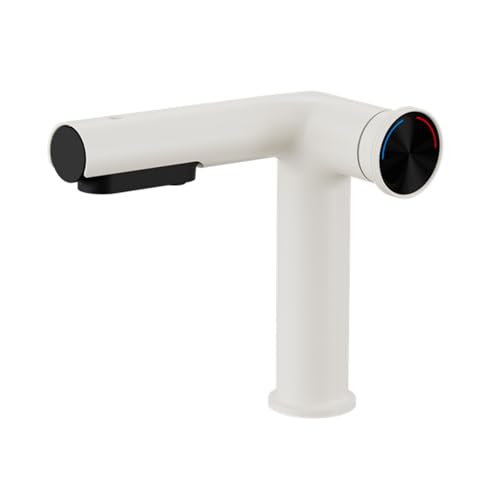 Robinet de lavabo extractible blanc pour une salle de bain familiale épurée