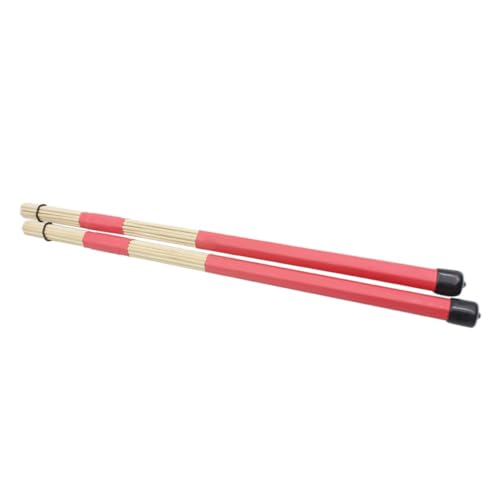 Baquetas de bambú BESPORTBLE, 2 unidades, para batería, color rojo, ideales para jazz y bandas juveniles miniatura 1