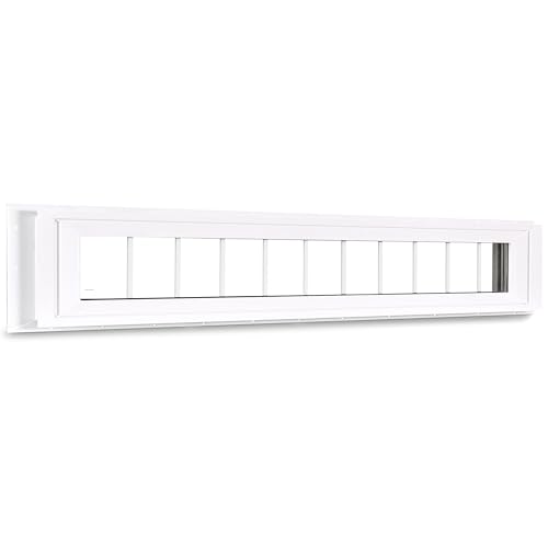 COLORPAPA Vinyl Transom Window, 12' x 72' Double Pane Household Fixed Window with Grids and Tempered Glass for House, Above Doors, Garage, Hallways(White)