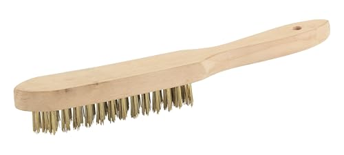 Messingbürste mit Holzgriff, ideal für Holzbearbeitung und Endbearbeitung auf Holzoberflächen.