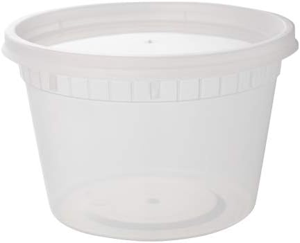 Pack of 24, Round Plastic Food Containers with Leak-Proof & Airtight Lids ~ BPA-Free ~ Microwave, Fridge, and Freezer Safe ~ Recyclable, Washable, and Reusable Meal Prep Storage Deli Soup Tubs (16oz)