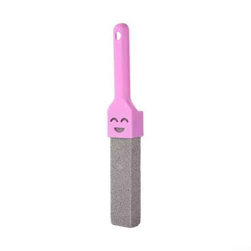 Cepillo de limpieza de piedra pómez, 15 x 3,5 x 2,5 cm, herramienta de limpieza de inodoro gris para eliminación de manchas minerales, mango ergonómico, limpieza natural sin químicos (morado)