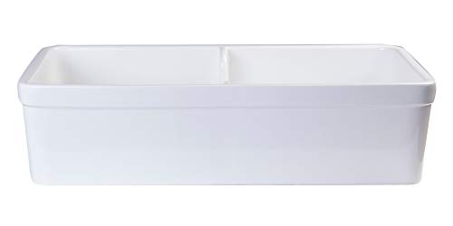 Alfi Brand Ab5123 32-Inch Short Wall Double Bowl Fireclay Farmhouse Kitchen Sink With 1 3/4-Inch Lip, White #TOP6