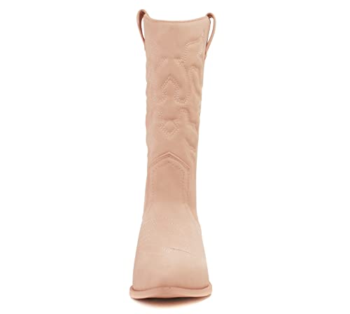 Image of Soda Women's Mug Round Toe Faux Suede Stacked Heel Western Ankle Bootie