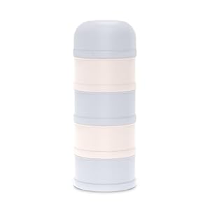 Suavinex, Milchpulver Portionierer & Snackbox: 4 Fächer stapelbar, Pulverdose mit Ausguss, Schraubverschluss, Luftdicht, Spülmaschinenfest, für Baby Babysnacks & Milchnahrung, 0+ Monate, Blau
