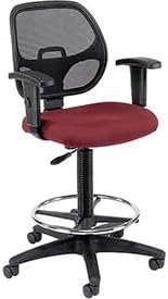 Drafting Stool - Fabric Red & Black
