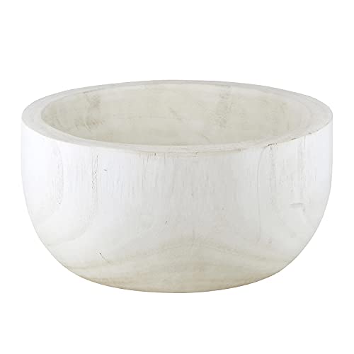 Santa Barbara Design Studio Table Sugar Paulownia Wood Bowl, 11-Inch Diameter, White