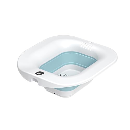 Sitz Bath, Sitz Bath for Hemorrhoids - Sitz Bath for Toilet Seat - Sitz Bath for Postpartum Care, Sits Bath Kit for Women, Collapsible, Wider Seating Area, Deeper Bowl,Blue