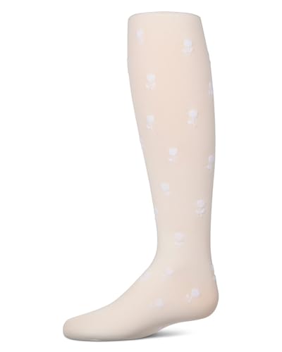 MeMoi Girls Opaque Rose-Pattern Flocked Tights2