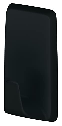 tesa Powerstrips Klebehaken Small Eckig - 3 x selbstklebende Wandhaken - für Kacheln, Glas, Kunststoff und weitere Untergründe - 1 kg Halteleistung - Schwarz