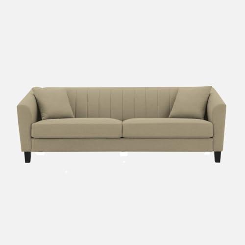 Image of Avion Natalia 3 Seater Velvet Sofa for Living Room|Beige| Luxury Plush Fabric Couch, Modern Comfortable Upholstered Sofa, Premium Home Furniture Lounge Seating