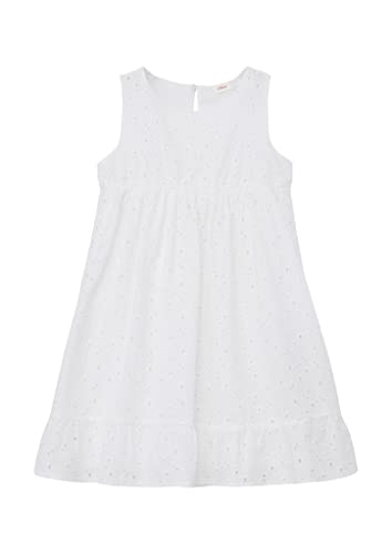 s.Oliver Junior Girl's Kleid mit Lochstickerei, White, 128