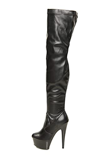 Bismaa Womens Ladies Sexy Thigh HIGH Kinky Fetish Over The Knee Platform Stiletto Heel Full Side Zip Boots (5 UK, Black Matte, numeric_5)