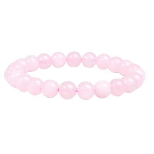 Bracelet Perles Pierre Naturelle Quartz Rose Élastique Confortable 8mm 19cm