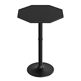 HOOBRO Achteckiger Bartisch, Hoher Tisch für Küche, Moderner Stehtisch mit stabilem Sockel, 55 cm, Multifunktionaler Bistrotisch für Bar, Café, Frühstücksecke, Wohnzimmer, Schwarz EBK98BT01