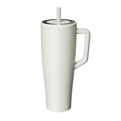 LOONLAI Leak proof No Spill Insulated Water Bottle 40 Oz Leakproof Tumbler Cup with Handle and Flip Straw (Dune)