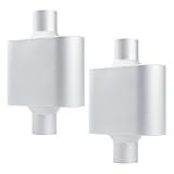 A-KARCK Single Chamber Muffler 2.5' Center Inlet 2.5' Center Outlet, 13' Overall Length Aluminized Steel Aggressive Sound Race Muffler (2 Pcs)