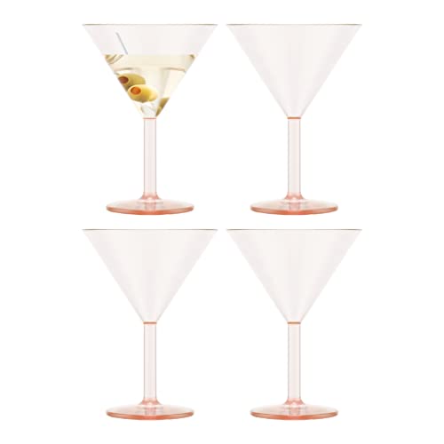 Bodum Oktett Martini Glass, 0.18 Litre Capacity, Pink (4 Piece Set)