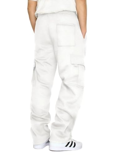 Image of Men's Cargo Sweatpants Casual Fleece Joggers Loose Fit Open Bottom Athletic Pants for Men with Pockets