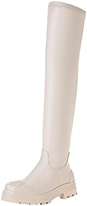 vivianly Women's Patform Long Boots Stretchy Chunky Heel Thigh High Over The Knee Boots Size 10