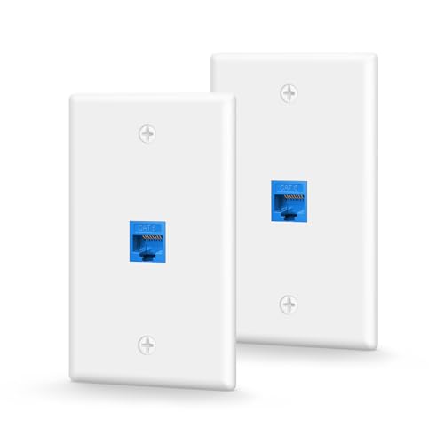 VCE Ethernet Wall Plate (UL Listed), 1-Port Keystone Jack Wall Plate with RJ45 Keystone Inline...