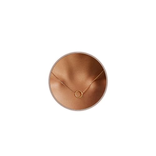 Zeffy Gold Open Circle Necklace for Women, Simple Dainty Ring Choker Necklaces Round Gold Jewelry