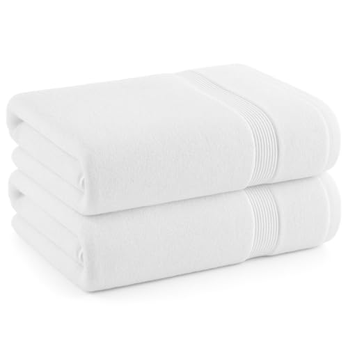 Diamond Tex Extra Large Jumbo Bath Sheet (100x200cm, 550GSM, Set of 1) - 100% Egyptian Cotton High Absorbent and Quick Dry Towels with Hanging Loop (White, Bath Sheet - 100x200cm)