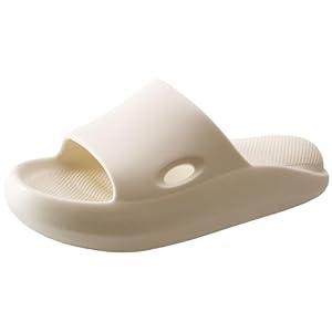 [Alvisto] 理学療法士推奨 スリッパ 室内 サンダル 4cm超厚底 エアースリッパ ルームシューズ レディース メンズ ベランダ バス トイレ 超軽量 静音防滑 柔らか 抗菌防臭 EVA air slippers アイボリー 25.0-26.0cm" 