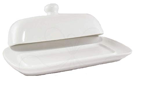Butter Dish with Lid White Fine Porcelain